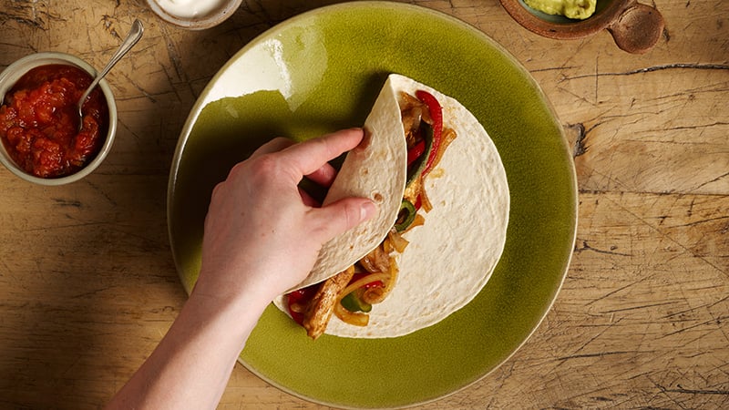How to fold a fajita – Step 1